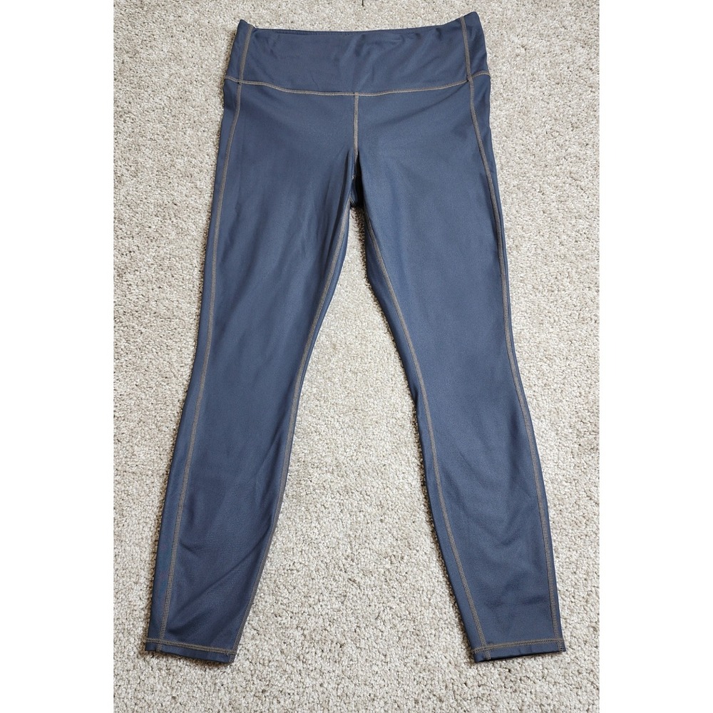 Athleta High Waisted Shine Leggings Yoga Pants Slate Gray Glossy Chaturanga Med